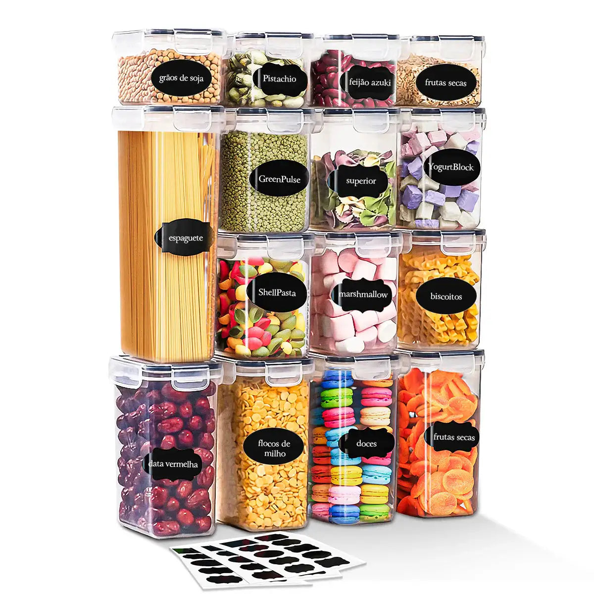 Kit com 15 Potes Herméticos (Organização que você vê. Frescor que você sente. 🥣✨)