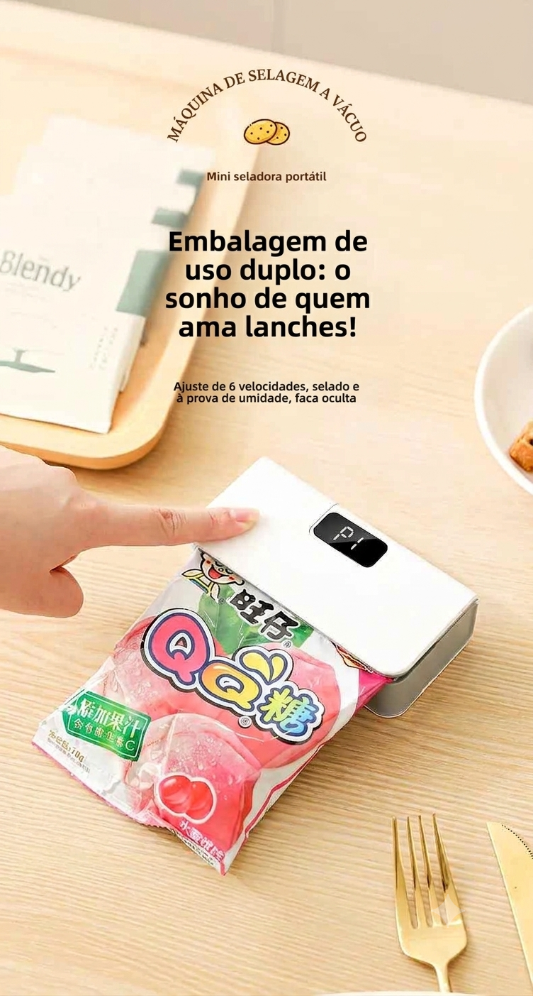 Mini Seladora de Embalagens (Se abriu, é só fechar de novo! 🥨✨)