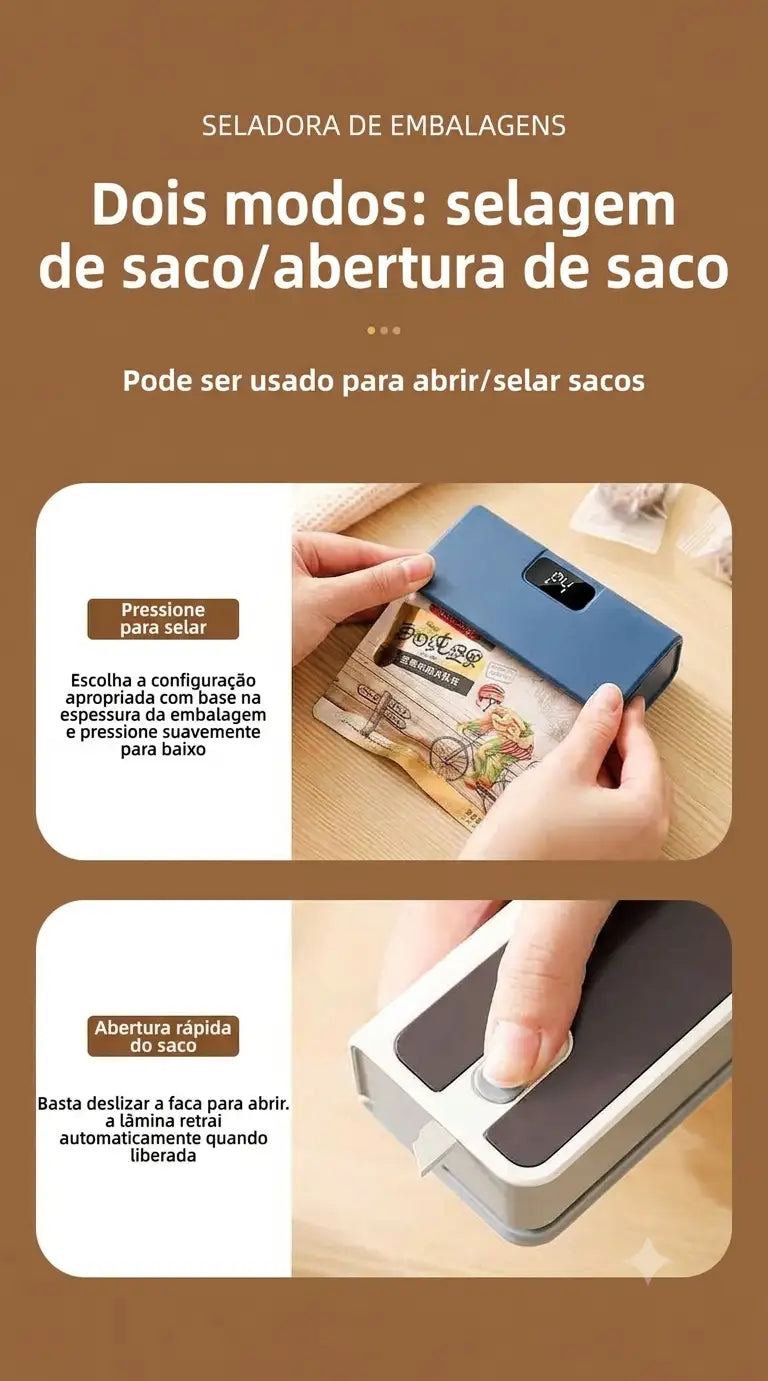 Mini Seladora de Embalagens (Se abriu, é só fechar de novo! 🥨✨)