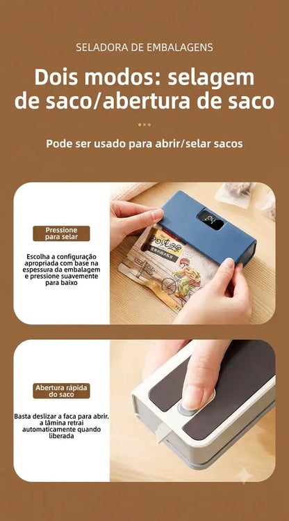 Mini Seladora de Embalagens (Se abriu, é só fechar de novo! 🥨✨)