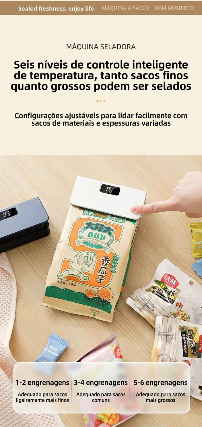 Mini Seladora de Embalagens (Se abriu, é só fechar de novo! 🥨✨)