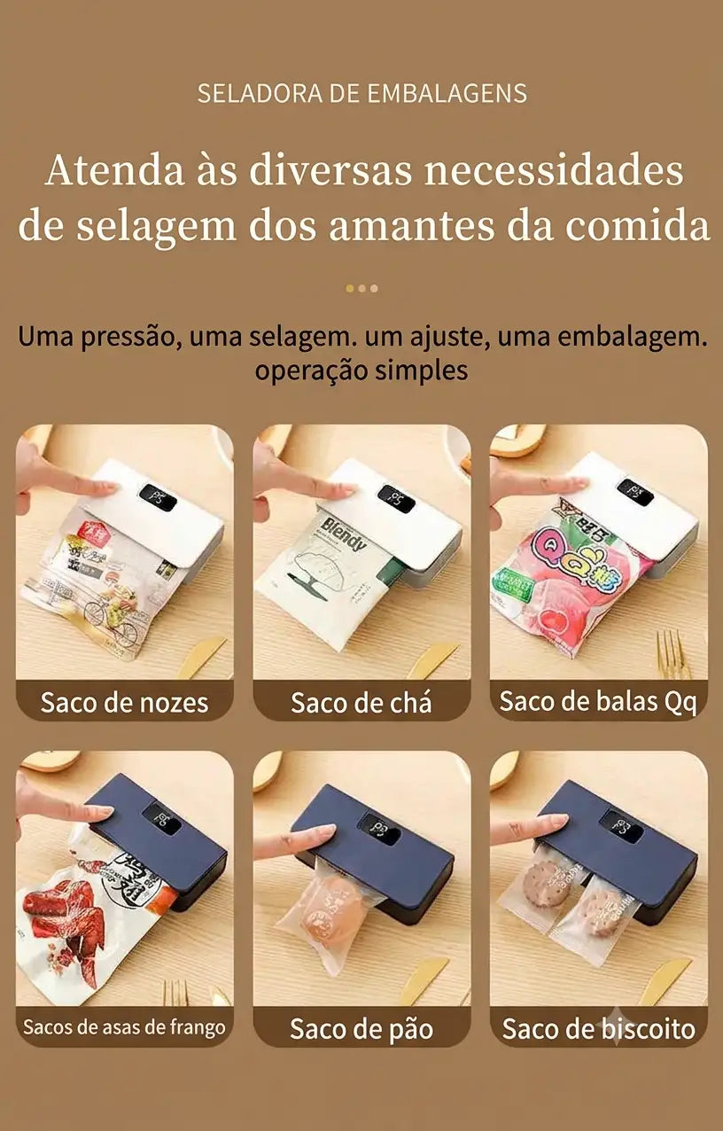 Mini Seladora de Embalagens (Se abriu, é só fechar de novo! 🥨✨)