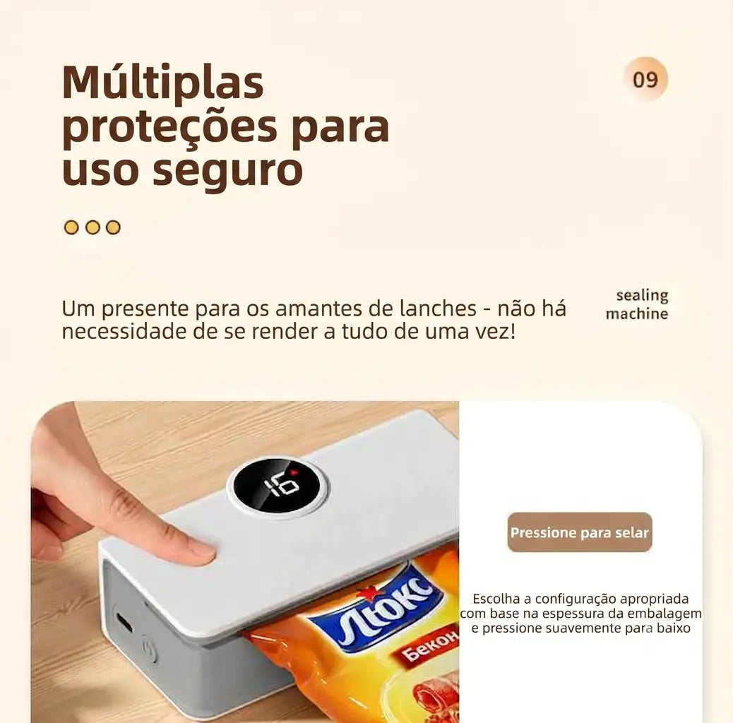 Mini Seladora de Embalagens (Se abriu, é só fechar de novo! 🥨✨)