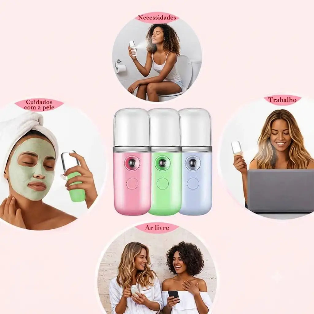 Nano Pulverizador de Névoa (Frescor para você. Conforto por onde passar. 💦🌸)