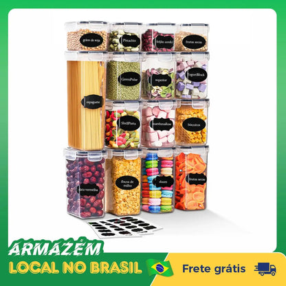 Kit com 15 Potes Herméticos (Organização que você vê. Frescor que você sente. 🥣✨)