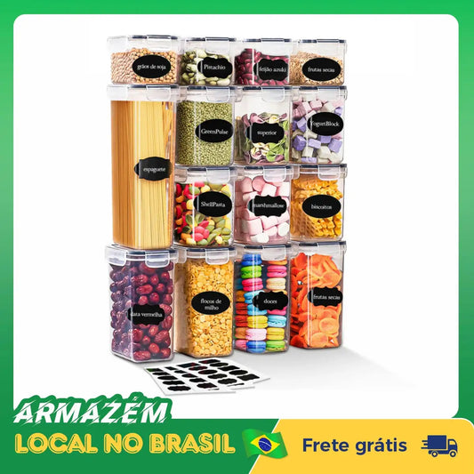 Kit com 15 Potes Herméticos (Organização que você vê. Frescor que você sente. 🥣✨)